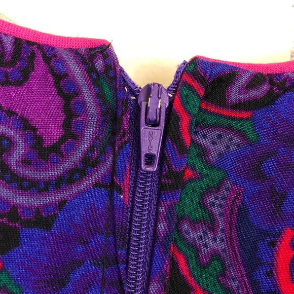 Vintage 1980s Purple Paisley Dress Sz 4 - Picture 13 of 16